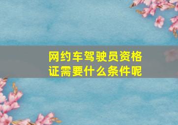 网约车驾驶员资格证需要什么条件呢