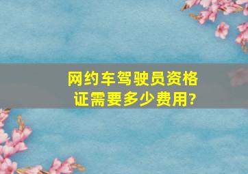 网约车驾驶员资格证需要多少费用?