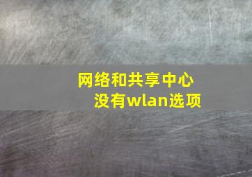 网络和共享中心没有wlan选项