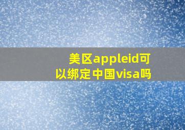 美区appleid可以绑定中国visa吗