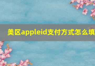 美区appleid支付方式怎么填