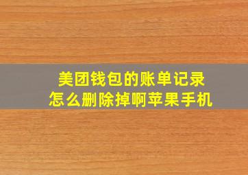 美团钱包的账单记录怎么删除掉啊苹果手机