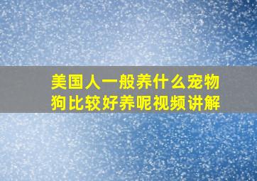 美国人一般养什么宠物狗比较好养呢视频讲解