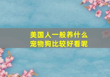 美国人一般养什么宠物狗比较好看呢