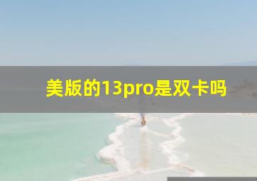 美版的13pro是双卡吗