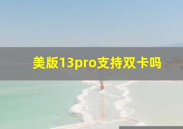 美版13pro支持双卡吗