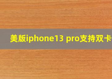 美版iphone13 pro支持双卡吗