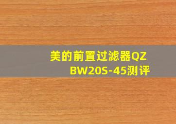 美的前置过滤器QZBW20S-45测评