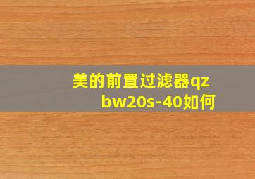 美的前置过滤器qzbw20s-40如何