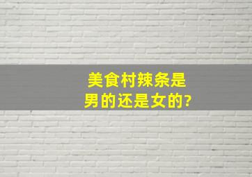 美食村辣条是男的还是女的?