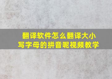 翻译软件怎么翻译大小写字母的拼音呢视频教学