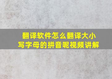 翻译软件怎么翻译大小写字母的拼音呢视频讲解