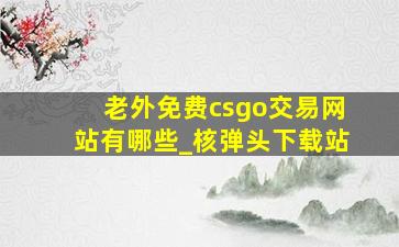 老外免费csgo交易网站有哪些_核弹头下载站