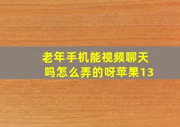 老年手机能视频聊天吗怎么弄的呀苹果13