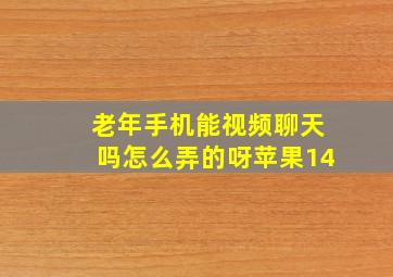 老年手机能视频聊天吗怎么弄的呀苹果14