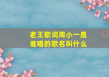 老王歌词周小一是谁唱的歌名叫什么