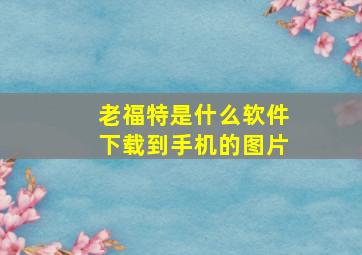 老福特是什么软件下载到手机的图片