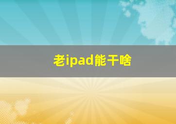 老ipad能干啥