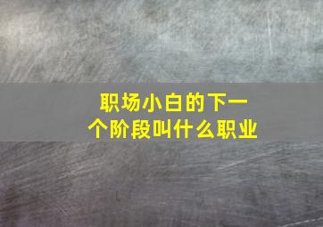 职场小白的下一个阶段叫什么职业