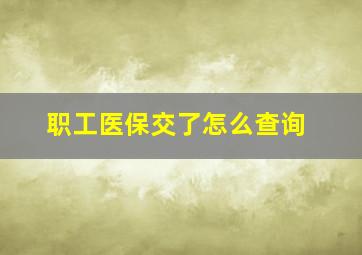 职工医保交了怎么查询