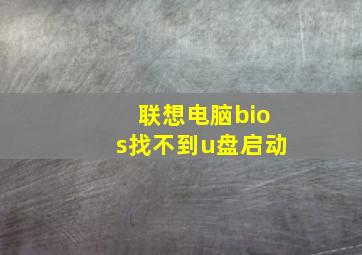 联想电脑bios找不到u盘启动