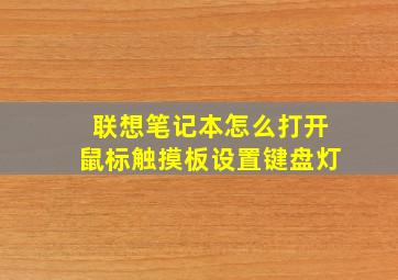 联想笔记本怎么打开鼠标触摸板设置键盘灯