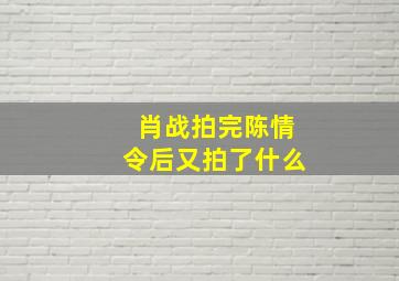 肖战拍完陈情令后又拍了什么