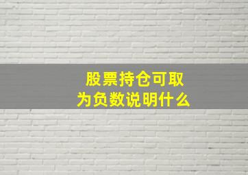 股票持仓可取为负数说明什么