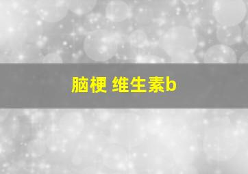 脑梗 维生素b