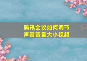 腾讯会议如何调节声音音量大小视频