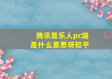 腾讯音乐人pc端是什么意思呀知乎