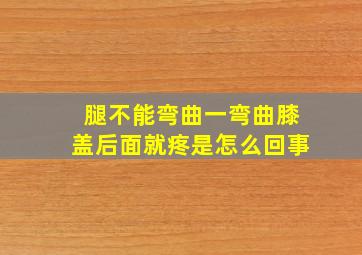 腿不能弯曲一弯曲膝盖后面就疼是怎么回事