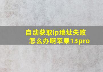 自动获取ip地址失败怎么办啊苹果13pro