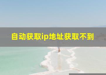 自动获取ip地址获取不到