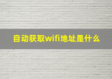 自动获取wifi地址是什么