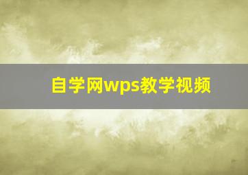 自学网wps教学视频