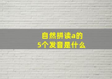 自然拼读a的5个发音是什么