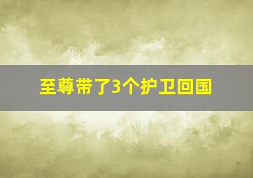 至尊带了3个护卫回国