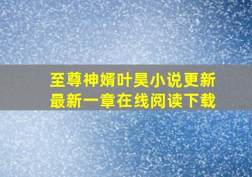 至尊神婿叶昊小说更新最新一章在线阅读下载