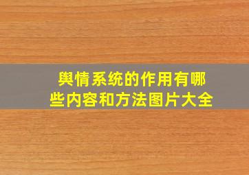 舆情系统的作用有哪些内容和方法图片大全