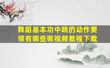 舞蹈基本功中跳的动作要领有哪些呢视频教程下载