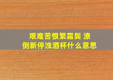 艰难苦恨繁霜鬓 潦倒新停浊酒杯什么意思