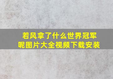 若风拿了什么世界冠军呢图片大全视频下载安装