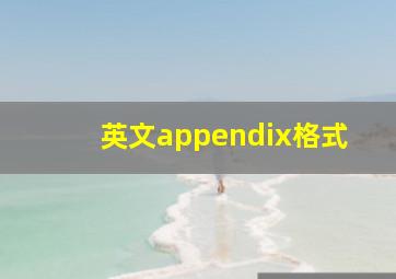 英文appendix格式