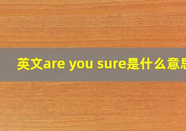 英文are you sure是什么意思