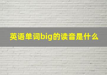 英语单词big的读音是什么