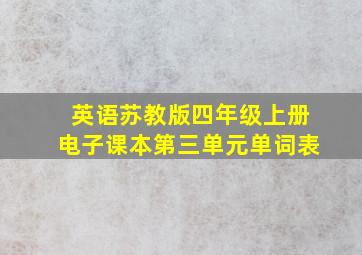 英语苏教版四年级上册电子课本第三单元单词表