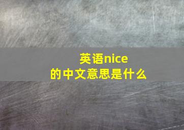 英语nice 的中文意思是什么