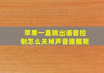 苹果一直跳出语音控制怎么关掉声音提醒呢