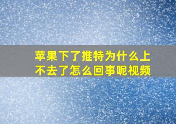 苹果下了推特为什么上不去了怎么回事呢视频